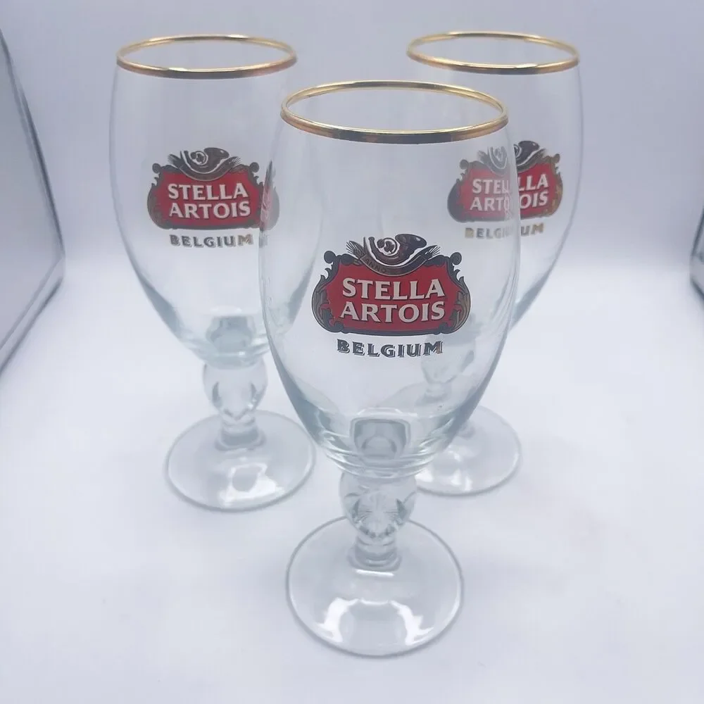Stella Artois Gold Rimmed Beer Taster Glasses 15 CL M - Set Of 3